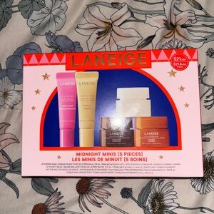 LANEIGE Midnight Minis Skincare Set - Pink, Yellow, Orange, Brown, Cream